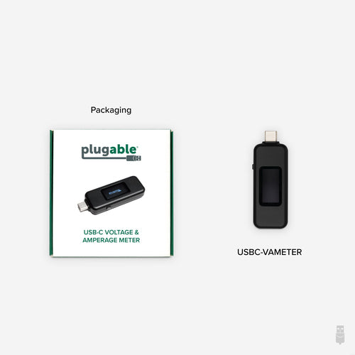 Plugable Technologies USB C Power Meter Tester for Monitoring USB-C Connections - Digital Multimeter for USB-C Cables, Laptops, Phones, Chargers - Driverless