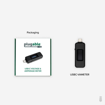 Plugable Technologies USB C Power Meter Tester for Monitoring USB-C Connections - Digital Multimeter for USB-C Cables, Laptops, Phones, Chargers - Driverless