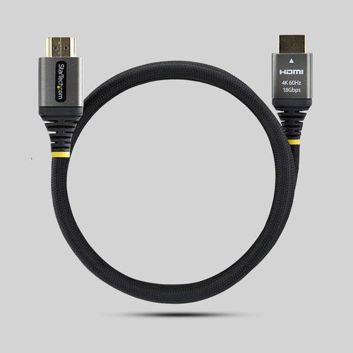 StarTech.com 3ft (91cm) Premium Certified High Speed HDMI Cable, Ultra Flexible HDMI Cable, 4K 60Hz/1440p 144Hz w/HDR10/ARC, 18Gbps, High Flex Braided HDMI Cord