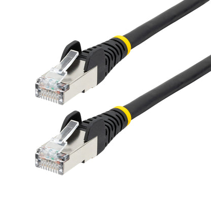 StarTech.com 1ft CAT6a Ethernet Cable - Black - Low Smoke Zero Halogen (LSZH) - 10GbE 500MHz 100W PoE++ Snagless RJ-45 w/Strain Reliefs S/FTP Network Patch Cord