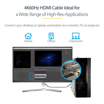 StarTech.com 20in (0.5m) Premium Certified HDMI 2.0 Cable - High-Speed Ultra HD 4K 60Hz HDMI Cable with Ethernet - HDR10, ARC - TPE Jacket - UHD HDMI Video Cord - For UHD Monitors, TVs, Displays - M/M