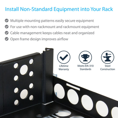 StarTech.com 2U Universal Rack Mount Rails - for 19in Server Rack Enclosure or Cabinet - Adjustable A/V Rack Rails
