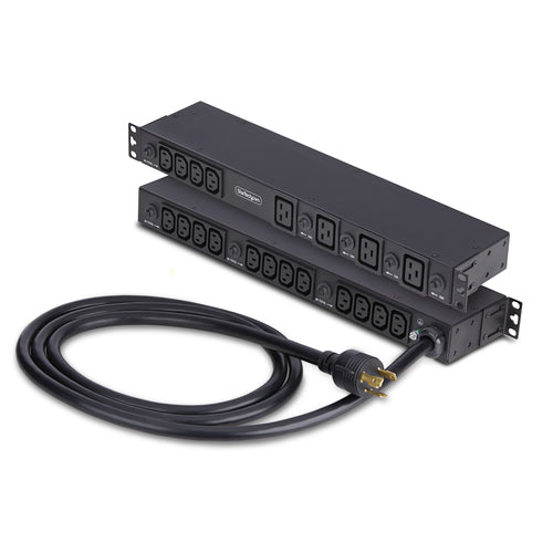 StarTech.com 20-Outlet Rackmount PDU, 1U Server Power Strip, 16x C13 + 4x C19, 8x Front and 12x Rear Outlets, NEMA L6-30P Wall Connection, 30A/240V, UL-Listed, TAA