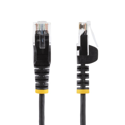 StarTech.com 6in Black Slim CAT6 Cable, 10 Pack, Snagless, 100W PoE, UTP, LSZH, 28AWG Pure Bare Copper Wire, Slim RJ45 Network Patch Cord w/Strain Reliefs, Individually Tested