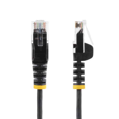 StarTech.com 5ft Black Slim CAT6 Ethernet Cable, Snagless, 100W PoE, UTP, LSZH, 28AWG Pure Bare Copper Wire, Slim RJ45 Network Patch Cord w/Strain Reliefs, Individually Tested