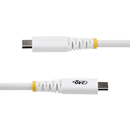 StarTech.com 10ft (3m) USB-C Charging Cable, Durable and Ultra-Flexible, 240W (5A) PD EPR, USB 2.0 Laptop Charger Cable, USB-IF Certified, Rugged USB-C Charging Cord - White