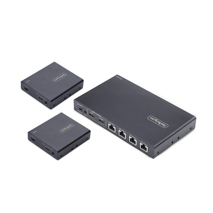 StarTech.com 4-Port HDMI Extender and Splitter Over CAT6, 4K 60Hz, Up to 230ft (70m), 1x4 HDMI over Ethernet Distribution Kit with IR and Power Over Cable