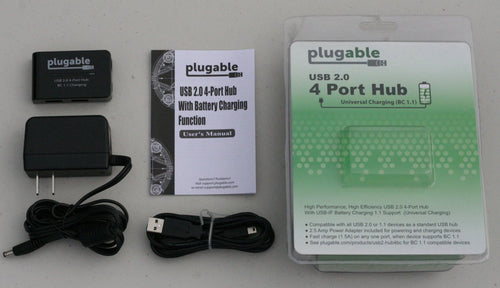 Plugable Technologies USB2-HUB4BC interface hub 480 Mbit/s Black
