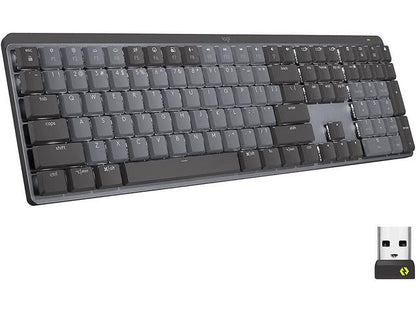 Logitech MX Mechanical Wireless Illuminated Performance Keyboard  Tactile Quiet Switches  Backlit Keys  Bluetooth  USB-C  macOS  Windows  Linux  iOS  Android  Metal  ‎Graphite