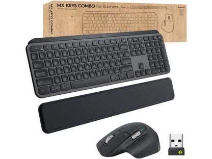 Logitech - MX Keys Combo for Business Full-size Wireless Keyboard and Mouse Bundle for Windows/Mac/Chrome/Linux - Graphite