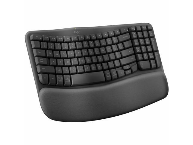 Logitech Wave Keys Bluetooth Keyboard - Black: Ergonomic Design, Wrist Rest