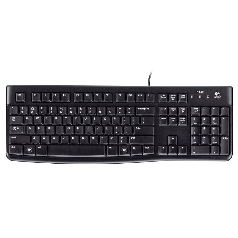 Logitech K120 Wired Keyboard for Windows  USB Plug-and-Play  Full-Size  Spill-Resistant  Curved Space Bar  Compatible with PC  Laptop  Black