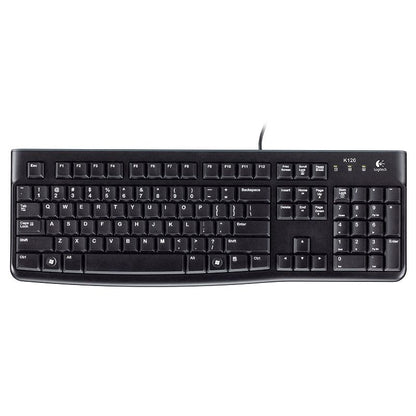 Logitech K120 Wired Keyboard for Windows  USB Plug-and-Play  Full-Size  Spill-Resistant  Curved Space Bar  Compatible with PC  Laptop  Black