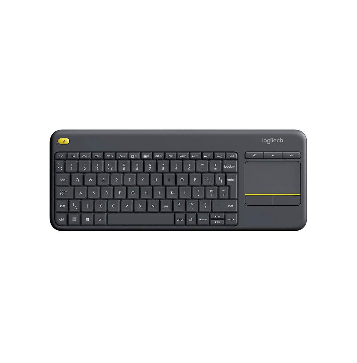 Logitech K400 Plus Wireless Touch TV Keyboard With Easy Media Control and Built-in Touchpad  HTPC Keyboard for PC-connected TV  Windows  Android  ChromeOS  Laptop  Tablet