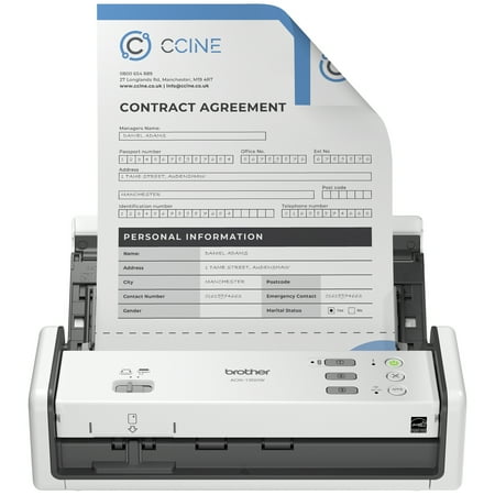 Brother ADS-1350W Wireless Color Compact Scanner  up to 30ppm  Single Pass Double-Sided Scanning