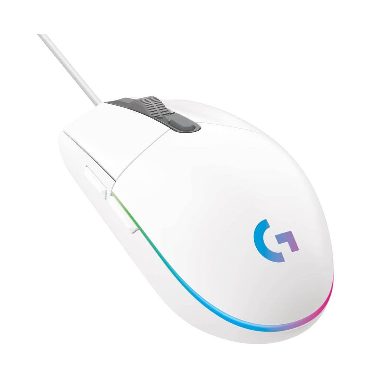 Logitech G203 Wired Gaming Mouse  8 000 DPI  Rainbow Optical Effect LIGHTSYNC RGB  6 Programmable Buttons  White