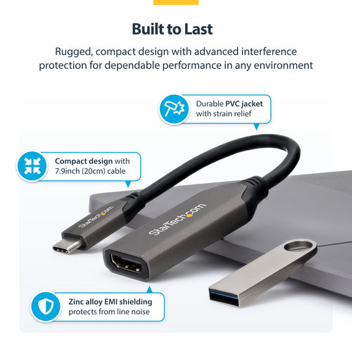 StarTech.com 112B-USBC-HDMI21 video cable adapter 0.2 m USB Type-C HDMI Type A (Standard) Grey