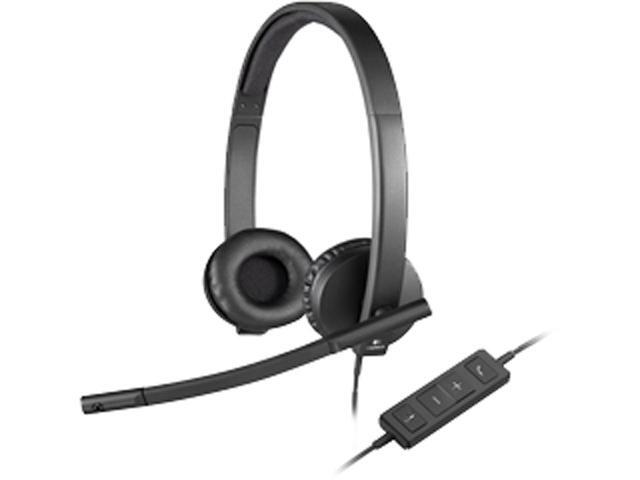 Logitech H570e Over-the-Head Wired USB Headset  with Replaceable Earbands  Black