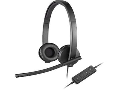 Logitech H570e Over-the-Head Wired USB Headset  with Replaceable Earbands  Black