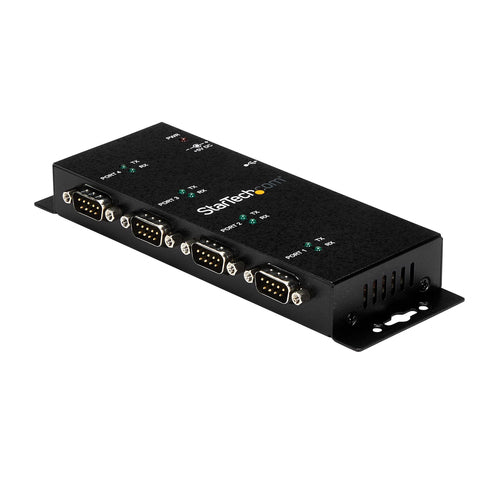 StarTech.com 4 Port USB to DB9 RS232 Serial Adapter Hub – Industrial DIN Rail and Wall Mountable - TAA