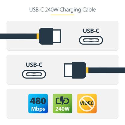 StarTech.com 6ft (1.8m) USB-C Charging Cable, Charge & Sync, 240W (5A) PD EPR, USB 2.0 Laptop Charger Cable, USB-IF Certified , TPE Jacket - Black USB C Charging Cord