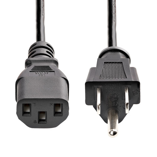 StarTech.com 10ft (3m) Heavy Duty Power Cord, NEMA 5-15P to C13 AC Power Cord, 15A 125V, 14AWG, Replacement Computer Power Cord, Monitor Power Cable, NEMA 5-15P to IEC 60320 C13 Power Cord - PC Power Supply Cable