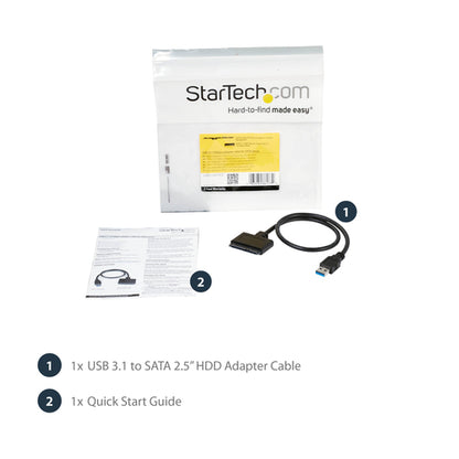 StarTech.com USB 3.1 to 2.5" SATA Hard Drive Adapter - USB 3.1 Gen 2 10Gbps with UASP External HDD/SSD Storage Converter
