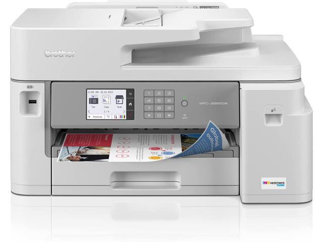 Brother - MFC-J5855DW INKvestment Tank All-in-One Inkjet Printer with up to 1-Year of Ink In-box - White/Gray