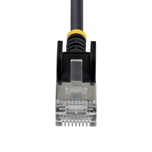 StarTech.com 2ft Black Ultra Slim Cat6A Ethernet Cable, Snagless, FTP, Pure Bare Copper Wire, 34AWG Slim RJ45 Network Patch Cord, Individually Tested