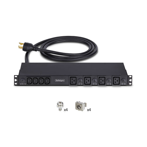 StarTech.com 20-Outlet Rackmount PDU, 1U Server Power Strip, 16x C13 + 4x C19, 8x Front and 12x Rear Outlets, NEMA L6-30P Wall Connection, 30A/240V, UL-Listed, TAA