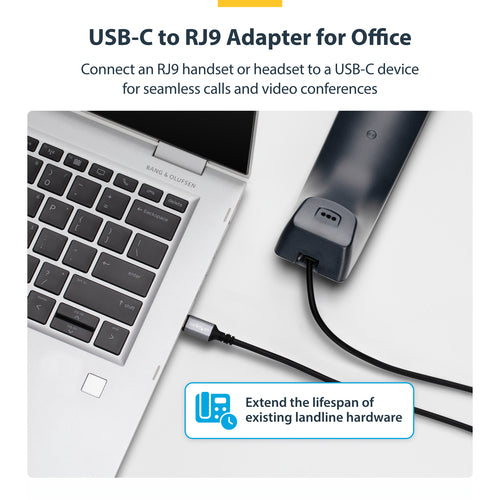 StarTech.com UR9-HEADSET-ADAPTER cable gender changer USB-C RJ-9 Black