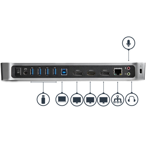 StarTech.com Triple-Monitor USB 3.0 Docking Station - 1x HDMI - 2x DisplayPort