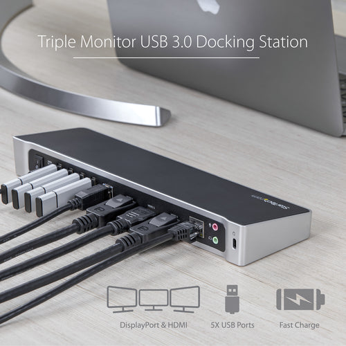 StarTech.com Triple-Monitor USB 3.0 Docking Station - 1x HDMI - 2x DisplayPort