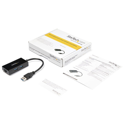 StarTech.com USB to Ethernet Adapter, USB 3.0 to 10/100/1000 Gigabit Ethernet LAN Converter for Laptops, 11.8in/30cm Attached Cable, USB to RJ45 Adapter, NIC Adapter, USB Network Adapter