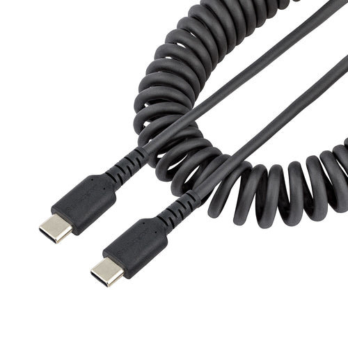 StarTech.com 3ft (1m) USB-C Fast Charging Cable, Rugged, Coiled, Charge & Sync, 3A, USB 2.0, TPE Jacket and Aramid Fiber - USB C Charging Cord