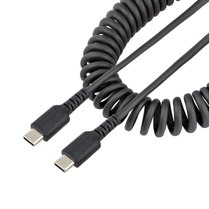 StarTech.com 3ft (1m) USB-C Fast Charging Cable, Rugged, Coiled, Charge & Sync, 3A, USB 2.0, TPE Jacket and Aramid Fiber - USB C Charging Cord