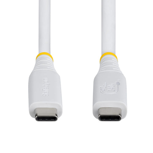 StarTech.com 50cm (1.6ft) USB4 Cable, 40Gbps, USB-IF Certified USB-C Cable, 240W PD, 8K 60Hz/4K 240Hz DP2.1 DP40, TPE Jacket, Thunderbolt 4 Compatible - White USB-C Cord