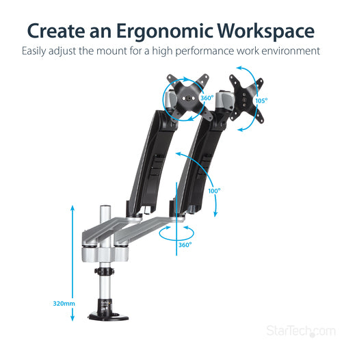 StarTech.com Desk-Mount Dual Monitor Arm - Full Motion Articulating - Premium