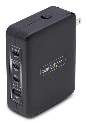 StarTech.com 140W USB-C Wall Charger, 3x USB-C/1x USB-A, PD 3.1 GaN Power Adapter for MacBook, Dell XPS/Inspiron/Precision