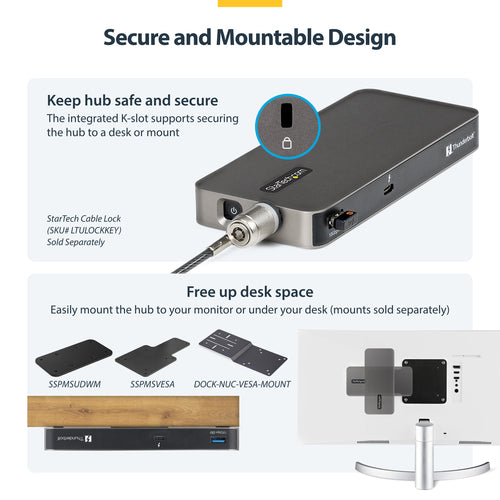 StarTech.com 4-Port Thunderbolt™ 5 Hub with Thunderbolt™ Share KVM, 80/120Gbps, 8K 60Hz or 4K 144Hz, 140W PD, USB-A 10Gbps, TB4 & USB4, MacBook M5 Pro M5 Max