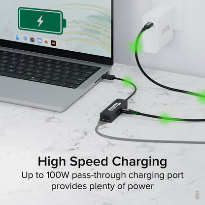Plugable Technologies USB C to Ethernet Adapter 2.5Gb with 100W USB-C PD Charging, 2.5 Gigabit Type C USB Ethernet Adapter for Windows, MacBook, Chrome, iPad, Surface, XPS, Thunderbolt 4, USB4 (USBC-E2500PD)