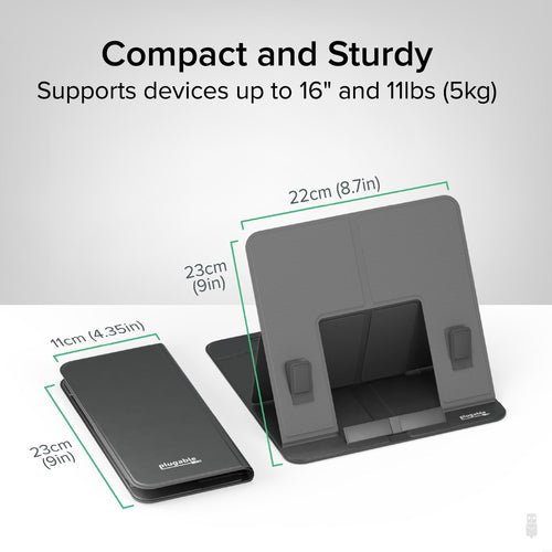 Plugable Technologies Foldable Laptop Stand with 4 Adjustable Angles for Tablets and Laptops up to 16", MacBook and PC, iPad Holder for Drawing Tablet (PT-STANDX)
