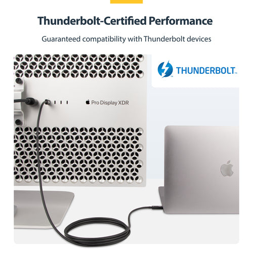 StarTech.com 6.6ft (2m) Active Thunderbolt 4 Cable, 40Gbps, 100W Power Delivery, 4K/8K Video, Intel-Certified Thunderbolt Cable - Compatible w/ USB4/Thunderbolt 4/ USB 3.2/ USB Type-C/DisplayPort/Thunderbolt 3