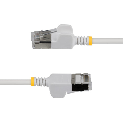 StarTech.com 2ft White Ultra Slim Cat6A Ethernet Cable, Snagless, FTP, Pure Bare Copper Wire, 34AWG Slim RJ45 Network Patch Cord, Individually Tested