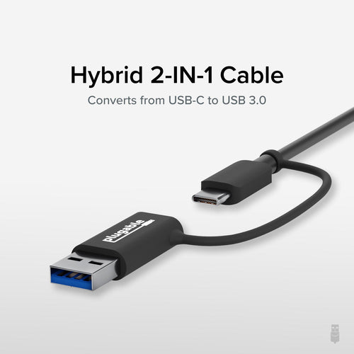 Plugable Technologies 2.5G USB C and USB to Ethernet Adapter, 2-in-1 Adapter Compatible with USB-C Thunderbolt 3 or USB 3.0, USB-C to RJ45 2.5 Gigabit LAN Ethernet, Compatible with Mac and Windows