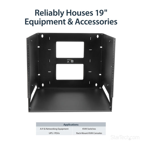StarTech.com Wall-Mount Server Rack with Built-in Shelf - Solid Steel - 8U