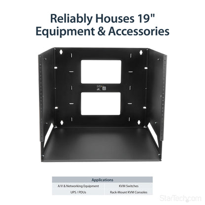 StarTech.com Wall-Mount Server Rack with Built-in Shelf - Solid Steel - 8U