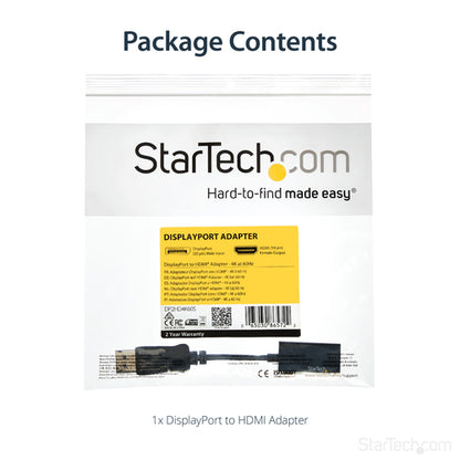 StarTech.com DisplayPort to HDMI Adapter - 4K 60Hz Active DP 1.4 to HDMI 2.0 Video Converter - DP to HDMI Monitor/TV/Display Cable Adapter Dongle - Latching DP Connector