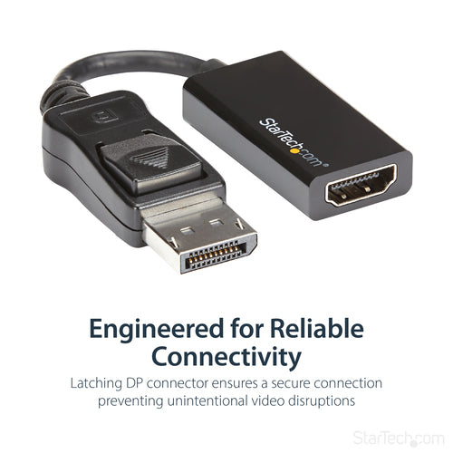 StarTech.com DisplayPort to HDMI Adapter - 4K 60Hz Active DP 1.4 to HDMI 2.0 Video Converter - DP to HDMI Monitor/TV/Display Cable Adapter Dongle - Latching DP Connector