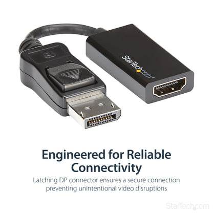 StarTech.com DisplayPort to HDMI Adapter - 4K 60Hz Active DP 1.4 to HDMI 2.0 Video Converter - DP to HDMI Monitor/TV/Display Cable Adapter Dongle - Latching DP Connector